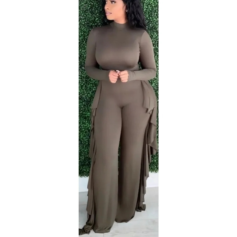 NWOT KTOO Women's Ruffle Jumpsuit - Olive Green (Size M)